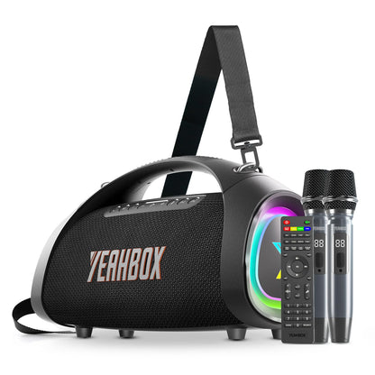 YEAHBOX Sonic Boom Max K, 200W RMS / 300W Peak Bluetooth Speaker, TriFonic Pro True 3-Way HiFi, PulseBass X Oval Woofer, (Dual Wireless Mics + Remote Reverb), Smart App EQ
